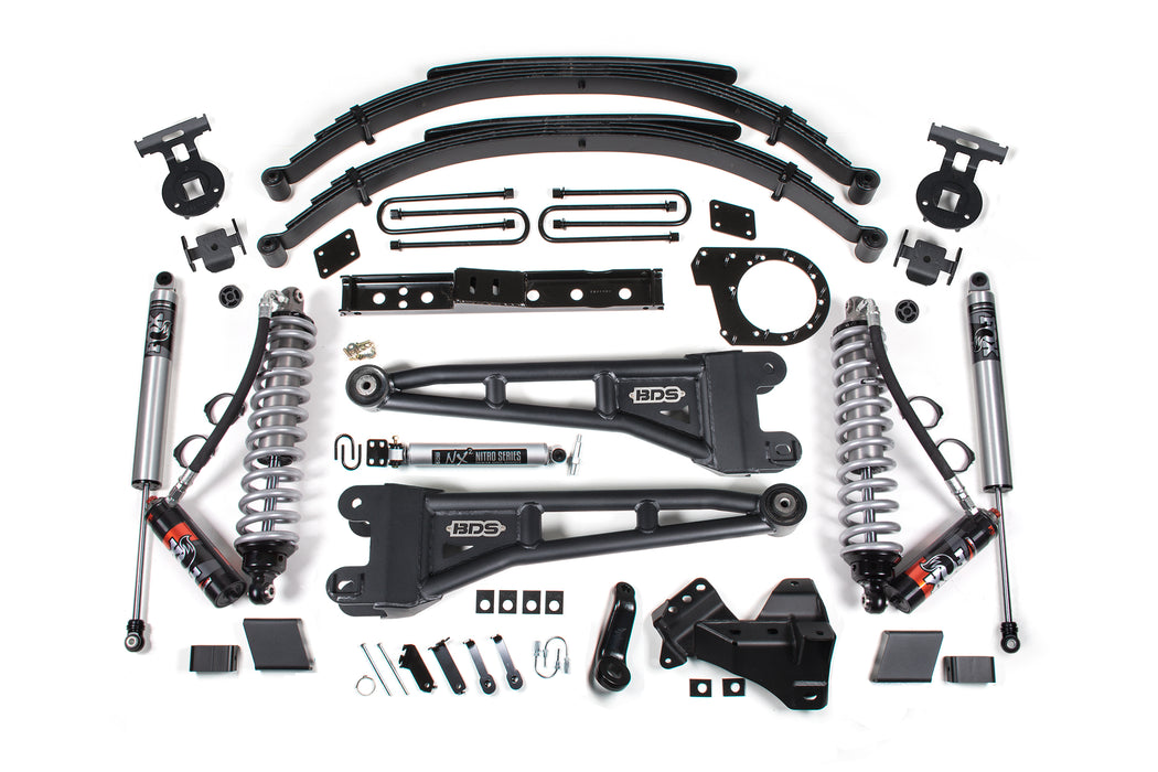 BDS 23-26 Ford F-250/F-350 SRW 4WD 7" Radius Arm Suspension Lift Kit, 6" Rear, Leaf Spring, Diesel - Fox 2.5 Performance Elite Series C/O Front, Fox 2.5 IFP Performance Series Rear
