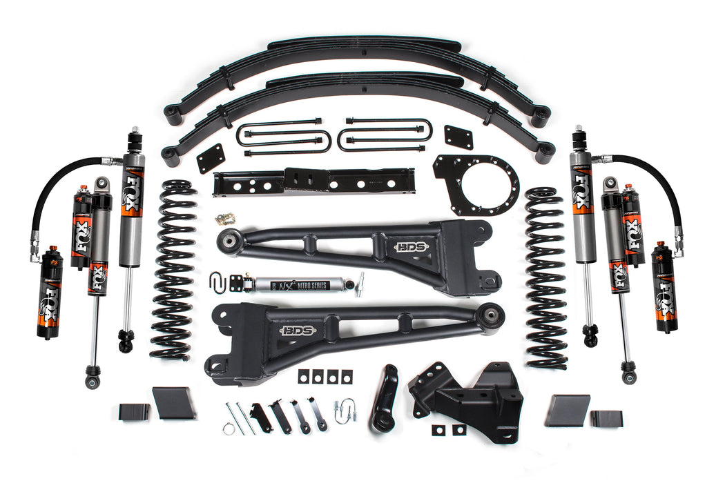 BDS 23-26 Ford F-250/F-350 SRW 4WD 7" Radius Arm Suspension Lift Kit, 6" Rear, Leaf Spring, Diesel - Fox 2.5 IFP Performance Series Front and Rear