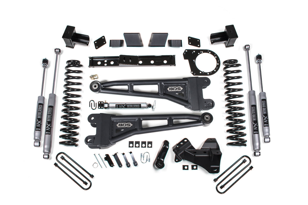 BDS 23-26 Ford F-350 DRW 4WD 7" Radius Arm Suspension Lift Kit, 5" Rear, Block, Diesel - Fox 2.5 Performance Elite Series Shocks Front and Rear