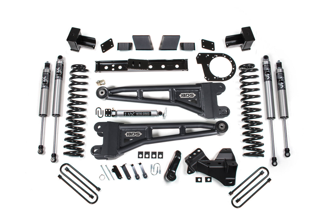 BDS 23-26 Ford F-350 DRW 4WD 7" Radius Arm Suspension Lift Kit, 5" Rear, Block, Diesel - Fox 2.5 IFP Performance Series Shocks Front and Rear