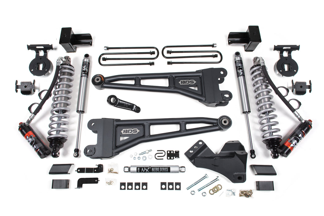 BDS 23-26 Ford F-350 DRW 4WD 5" Radius Arm Suspension Lift Kit, 3" Rear, Block, Diesel - Fox 2.5 Performance Elite Series C/O Front, Fox 2.5 IFP Performance Series Rear