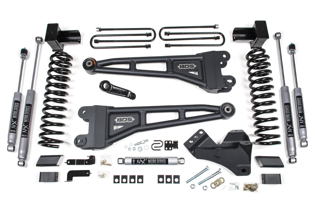 BDS 23-26 Ford F-350 DRW 4WD 5" Radius Arm Suspension Lift Kit, 3" Rear, Block, Gas - Fox 2.5 Performance Elite Series Front and Rear