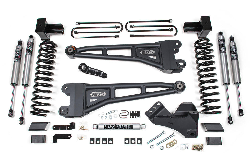 BDS 23-26 Ford F-350 DRW 4WD 5" Radius Arm Suspension Lift Kit, 3" Rear, Block, Gas - Fox 2.5 IFP Performance Series Front and Rear