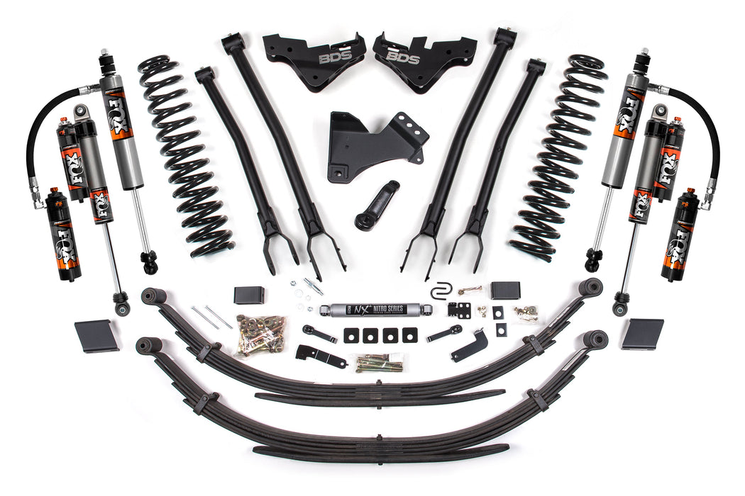 BDS 23-26 Ford F-250/F-350 4WD 5" 4-Link Suspension Lift Kit, 3" Rear, Block (W/O Overload), Diesel - Fox 2.5 Performance Elite Series Shocks Front and Rear