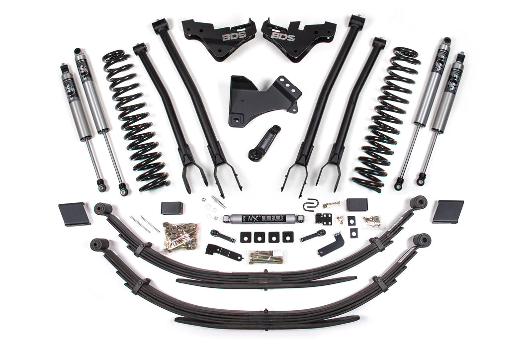 BDS 23-26 Ford F-250/F-350 4WD 5" 4-Link Suspension Lift Kit, 3" Rear, Block (W/O Overload), Diesel - Fox 2.0 IFP Performance Series Shocks Front and Rear