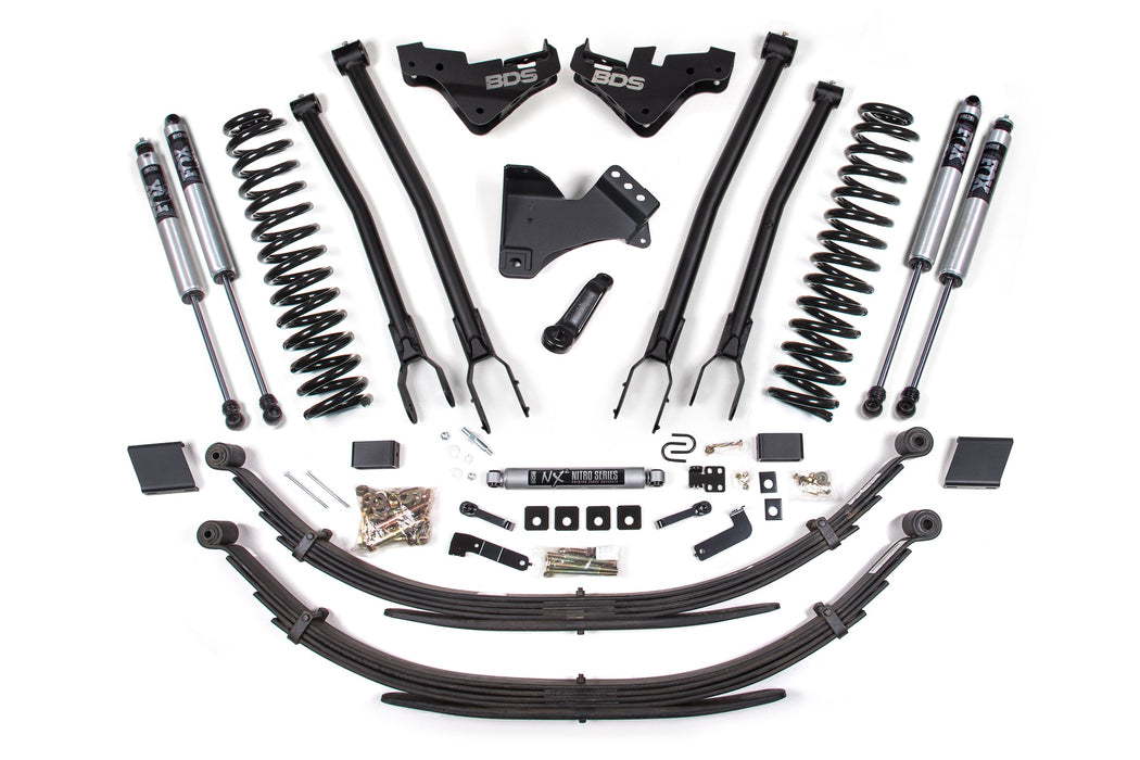 BDS 23-26 Ford F-250/F-350 4WD 5" 4-Link Suspension Lift Kit, 3" Rear, Block (W/O Overload), Diesel - NX2 Nitro Series Shocks Front and Rear