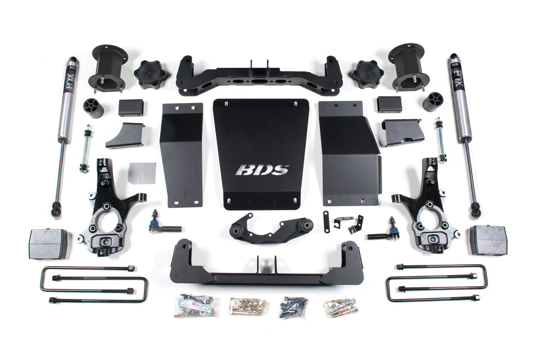 BDS 14-18 Chevrolet Silverado 1500 - GMC Sierra 1500 4WD 6.5" Suspension Lift Kit (Cast Steel), 4" Rear Lift, Block, Fox 2.0 IFP Performance Series