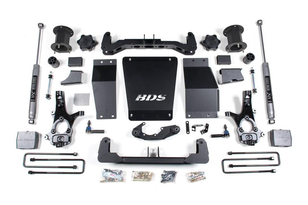 BDS 14-18 Chevrolet Silverado 1500 - GMC Sierra 1500 4WD 6.5" Suspension Lift Kit (Cast Steel), 4" Rear Lift, Block, NX2 Nitro Series