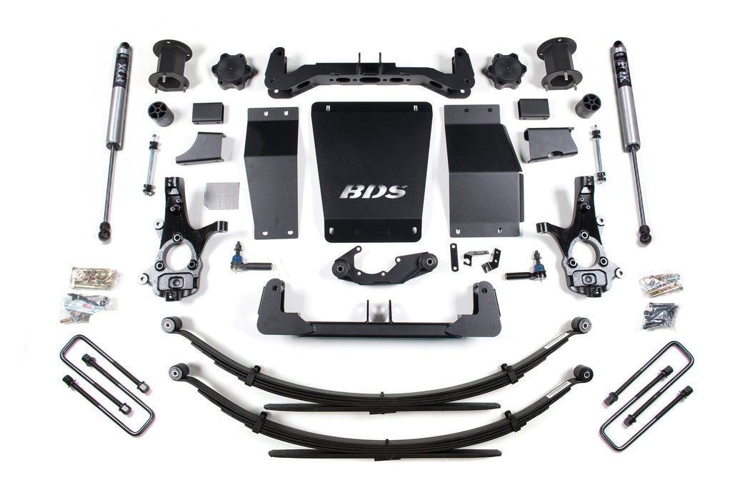 BDS 14-18 Chevrolet Silverado 1500 - GMC Sierra 1500 4WD 6.5" Suspension Lift Kit (Cast Steel), 4" Rear Lift, Leaf Springs, Fox 2.0 IFP Performance Series
