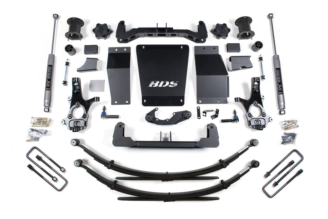 BDS 14-18 Chevrolet Silverado 1500 - GMC Sierra 1500 4WD 6.5" Suspension Lift Kit (Cast Steel), 4" Rear Lift, Leaf Springs, NX2 Nitro Series
