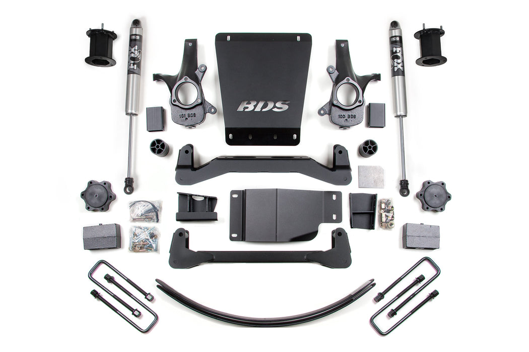 BDS 07-13 Chevrolet Silverado 1500 - GMC Sierra 1500 4WD 6" Suspension Lift Kit, 4.5" Rear Lift, Block and Add-A-Leaf, NX2 Nitro Series