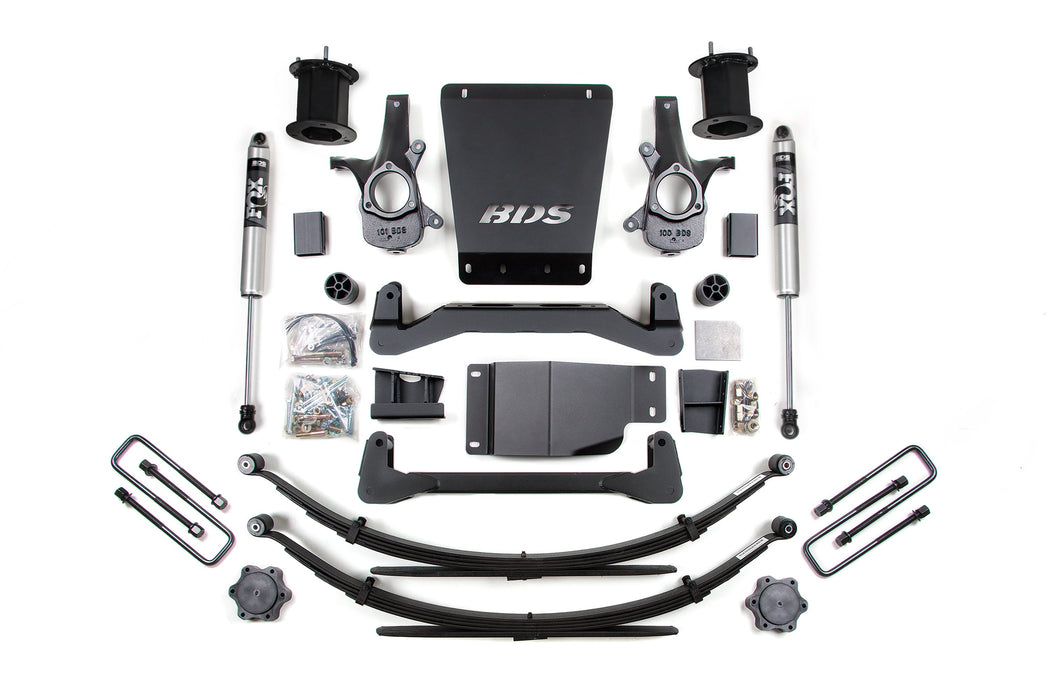 BDS 07-13 Chevrolet Silverado 1500 - GMC Sierra 1500 4WD 6" Suspension Lift Kit, 5" Rear Lift, Leaf Spring, Fox 2.0 IFP Performance Series