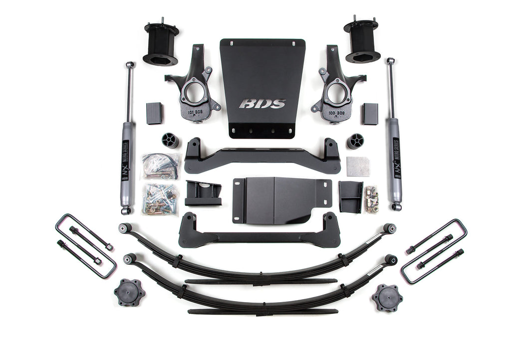BDS 07-13 Chevrolet Silverado 1500 - GMC Sierra 1500 4WD 6" Suspension Lift Kit, 5" Rear Lift, Leaf Spring, NX2 Nitro Series