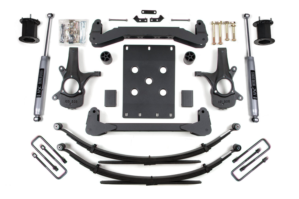 BDS 07-13 Chevrolet Silverado 1500 - GMC Sierra 1500 2WD 6" Suspension Lift Kit, 5" Rear Lift, Leaf Spring, NX2 Nitro Series
