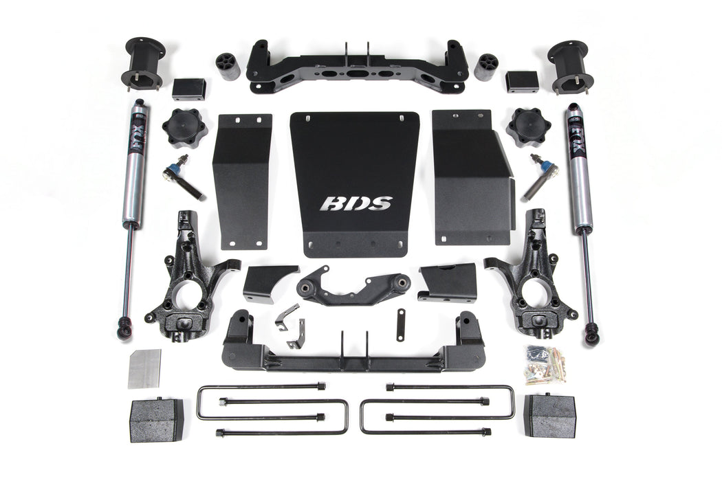 BDS 14-18 Chevrolet Silverado 1500 - GMC Sierra 1500 4WD 4.5" Suspension Lift Kit (Cast Steel), 3" Rear Lift, Block, Fox 2.0 IFP Performance Series