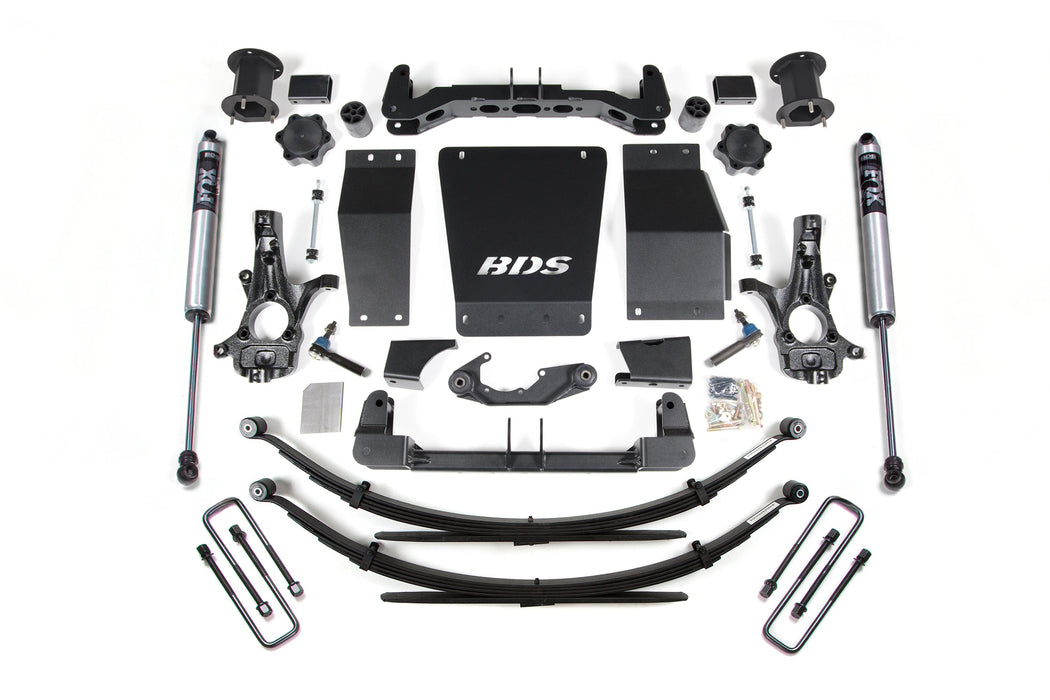 BDS 14-18 Chevrolet Silverado 1500 - GMC Sierra 1500 4WD 4.5" Suspension Lift Kit (Cast Steel), 4" Rear Lift, Leaf Springs, Fox 2.0 IFP Performance Series