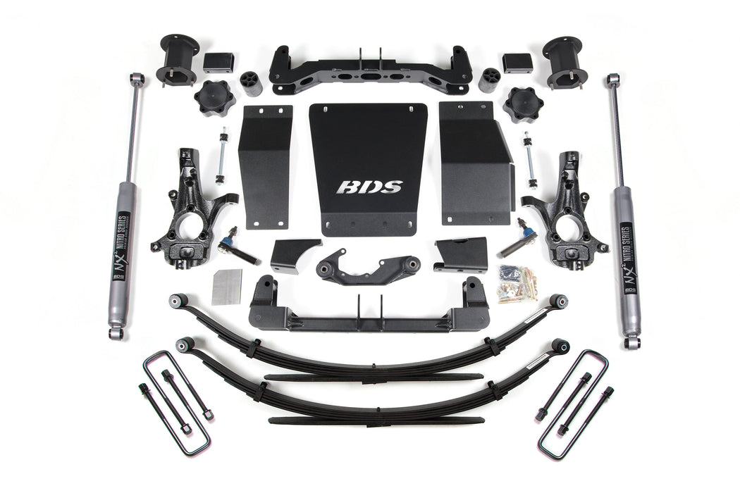 BDS 14-18 Chevrolet Silverado 1500 - GMC Sierra 1500 4WD 4.5" Suspension Lift Kit (Cast Steel), 4" Rear Lift, Leaf Springs, NX2 Nitro Series