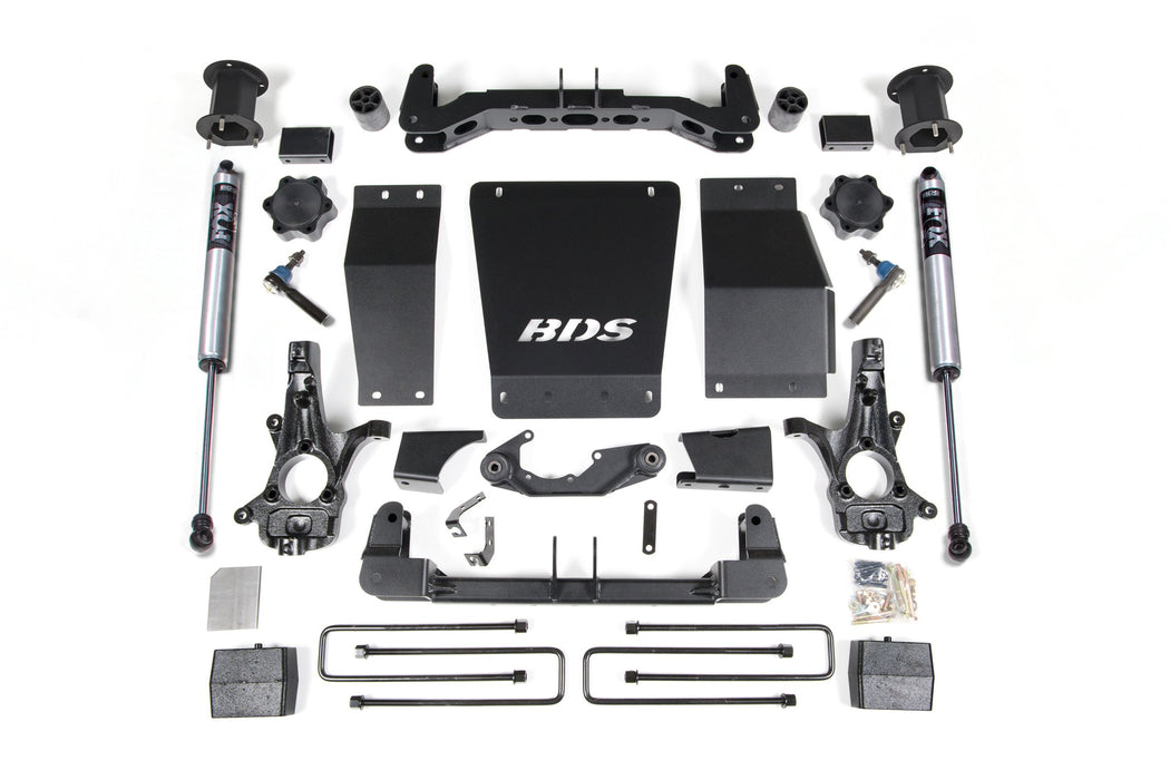 BDS 14-18 Chevrolet Silverado 1500 - GMC Sierra 1500 4WD 4.5" Suspension Lift Kit (Aluminum / Stamped Steel), 3" Rear Lift, Block, Fox 2.0 IFP Performance Series