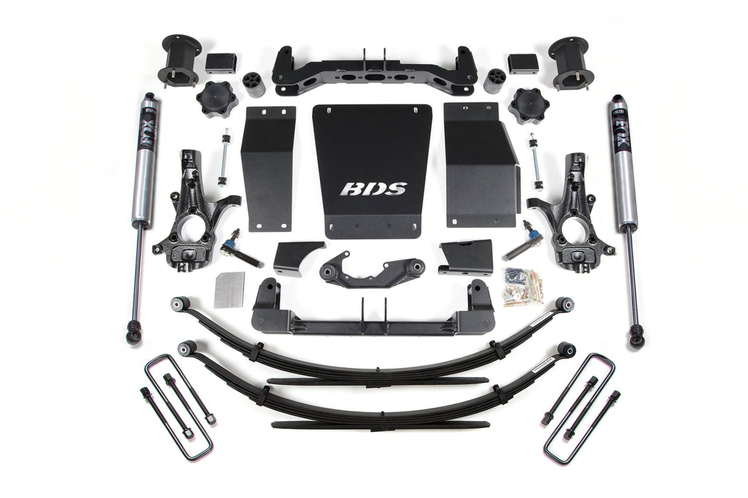 BDS 14-18 Chevrolet Silverado 1500 - GMC Sierra 1500 4WD 4.5" Suspension Lift Kit (Aluminum / Stamped Steel), 4" Rear Lift, Leaf Springs, Fox 2.0 IFP Performance Series