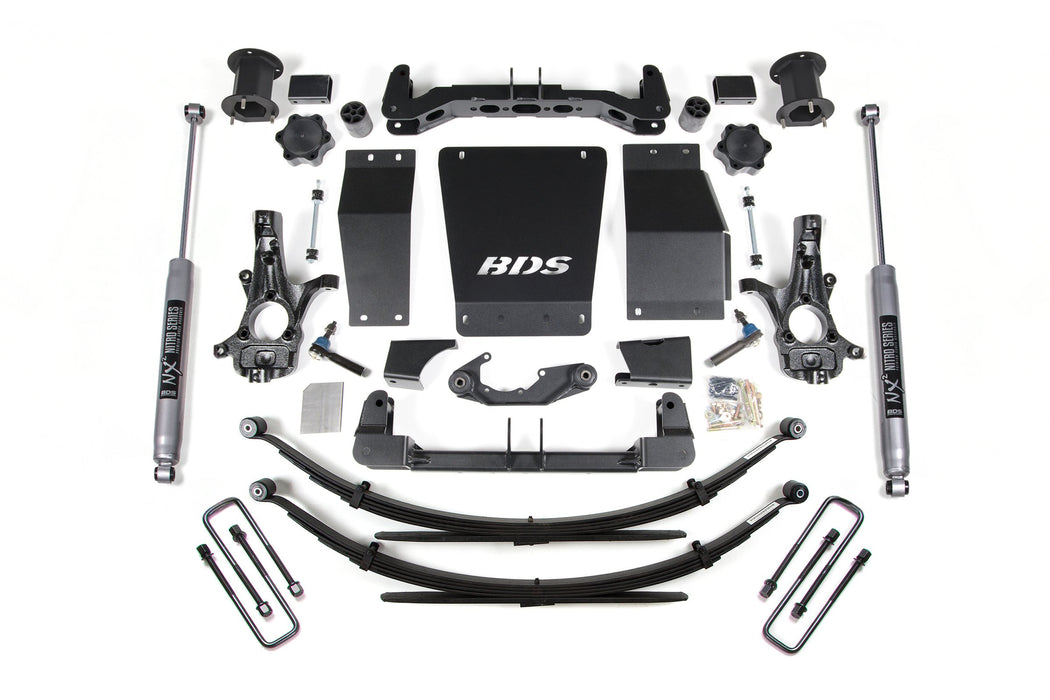 BDS 14-18 Chevrolet Silverado 1500 - GMC Sierra 1500 4WD 4.5" Suspension Lift Kit (Aluminum / Stamped Steel), 4" Rear Lift, Leaf Springs, NX2 Nitro Series