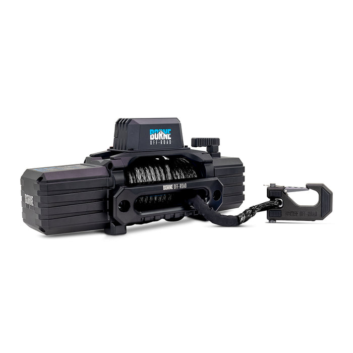 Mishimoto BNWN-12-SBK Borne Off-Road 12K Winch, Black Synthetic Rope