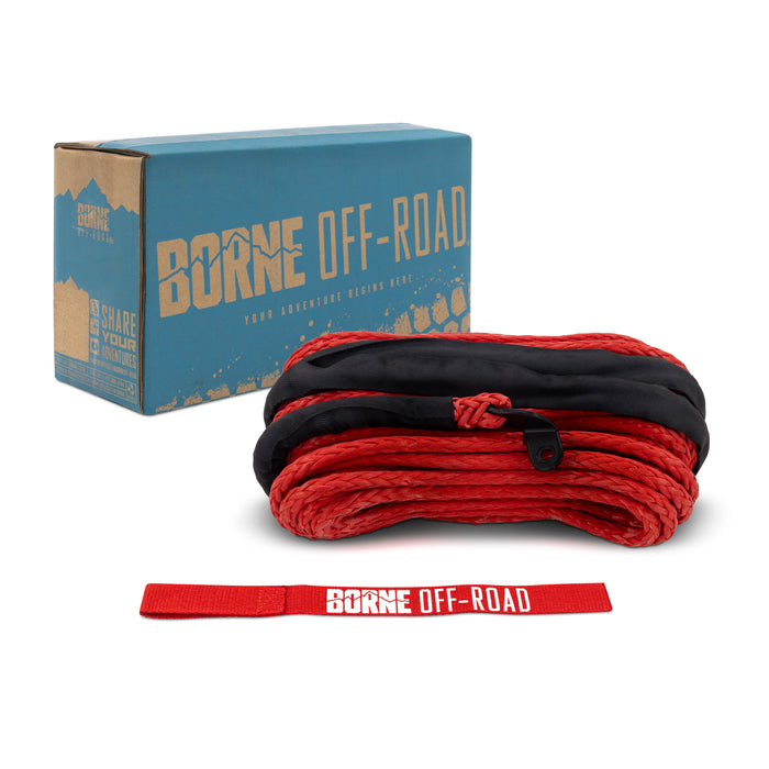 Mishimoto BNWN-SR-38-85RD Borne Off-Road Replacement Synthetic Winch Rope, 3/8" x 85ft, Red