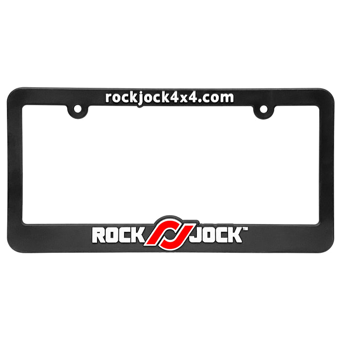 RockJock License Plate Frame, Black Plastic w/ Red and White