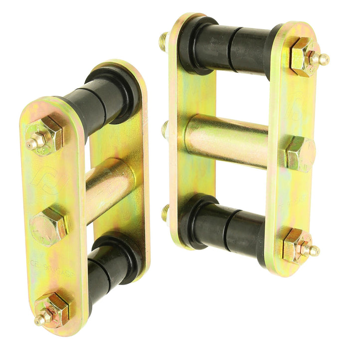RockJock HD Leaf Spring Shackles, 76-86 CJ Front, Incl. Urethane Bushings, HD Greasable Bolts, Pair