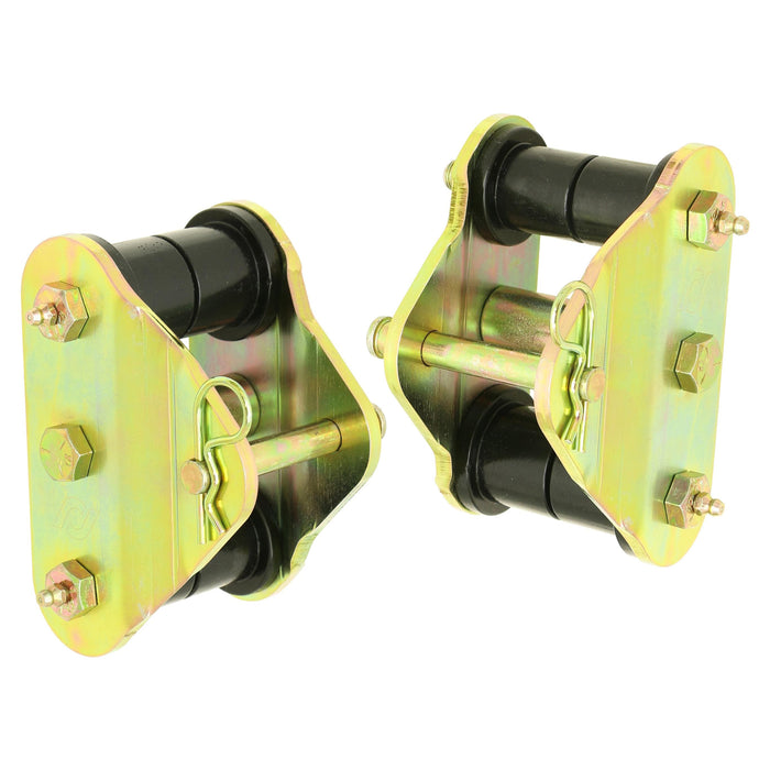 RockJock HD Leaf Spring Shackles, YJ Front, Incl. Urethane Bushings, HD Greasable Bolts, Pair, For Use w/ CE-9033F or CE-9033D