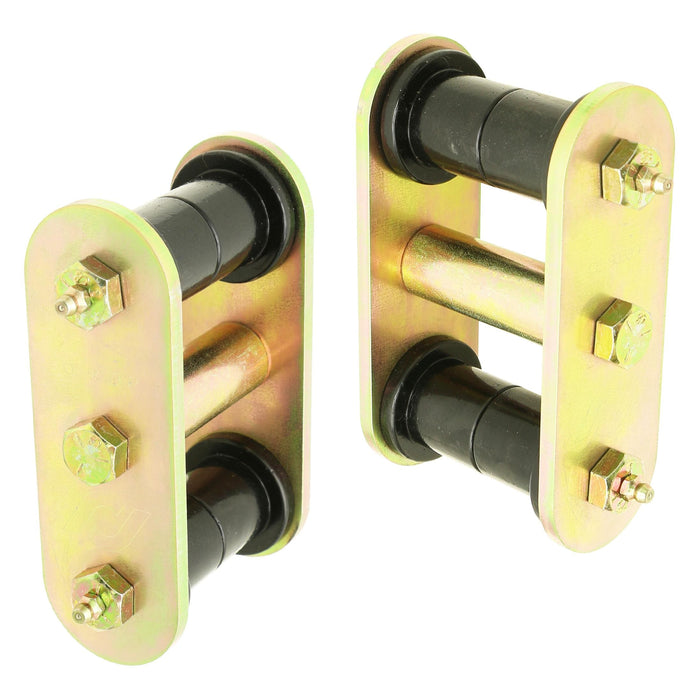 RockJock HD Leaf Spring Shackles, YJ Front, Incl. Urethane Bushings, HD Greasable Bolts, Pair
