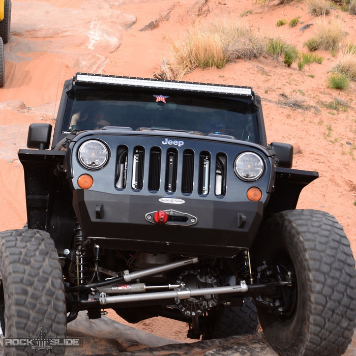 Jeep JK Shorty Front Bumper For 07-18 Wrangler JK With Winch Plate No Bull Bar Rigid Series Rock Slide Engineering