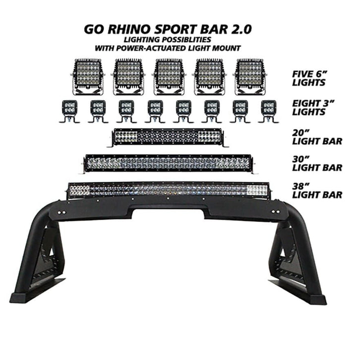 Go Rhino 14-19 Chevy 1500 LD (Classic) Sport Bar 2.0 Complete Kit w/Sport Bar+Retractable Light Mnt, view 7