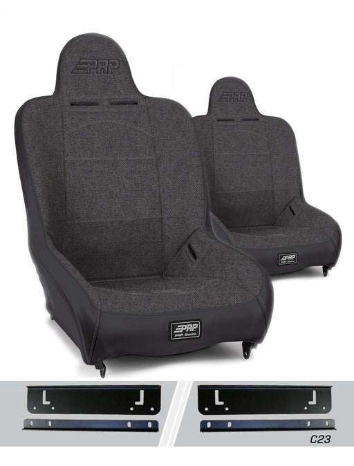 PRP Premier High Back Suspension Seat Kit | Pair with Mounts | Jeep Wrangler TJ (1997-2002) | P/N A100110-C23-50