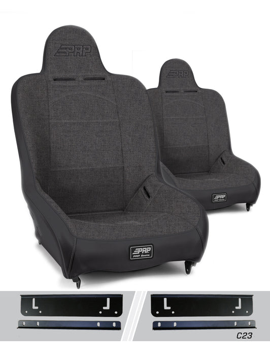 PRP Premier High Back Suspension Seat Kit | Pair with Mounts | Jeep Wrangler TJ (1997-2002) | P/N A100110-C23-50