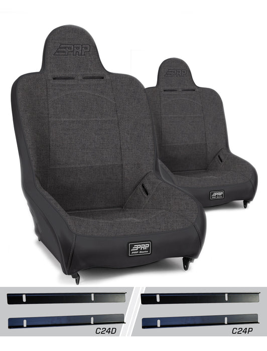 Premier High Back Suspension Seats Kit for 03-06 Jeep Wrangler TJ (Pair), Grey