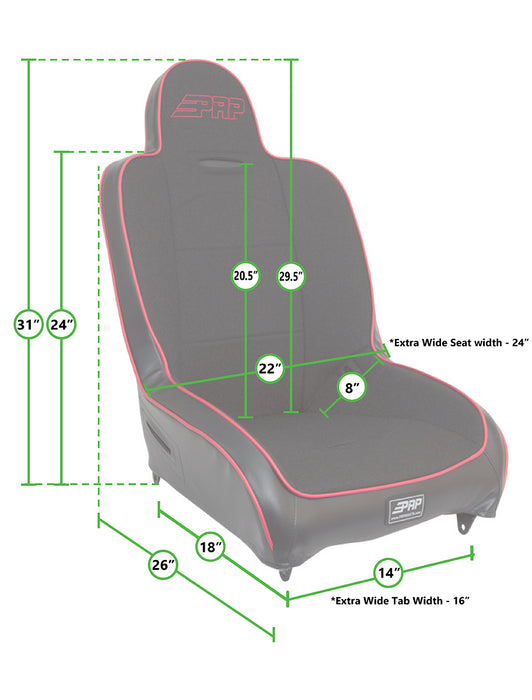 PRP Premier High Back Suspension Seat Kit | Pair with Mounts | Jeep CJ7/Wrangler YJ (1976-1995) | P/N A100110-C32-50, view 3