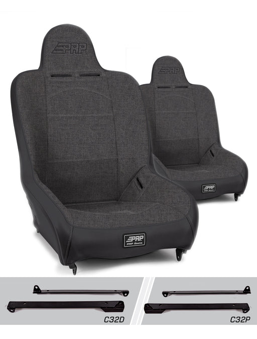 PRP Premier High Back Suspension Seat Kit | Pair with Mounts | Jeep CJ7/Wrangler YJ (1976-1995) | P/N A100110-C32-50