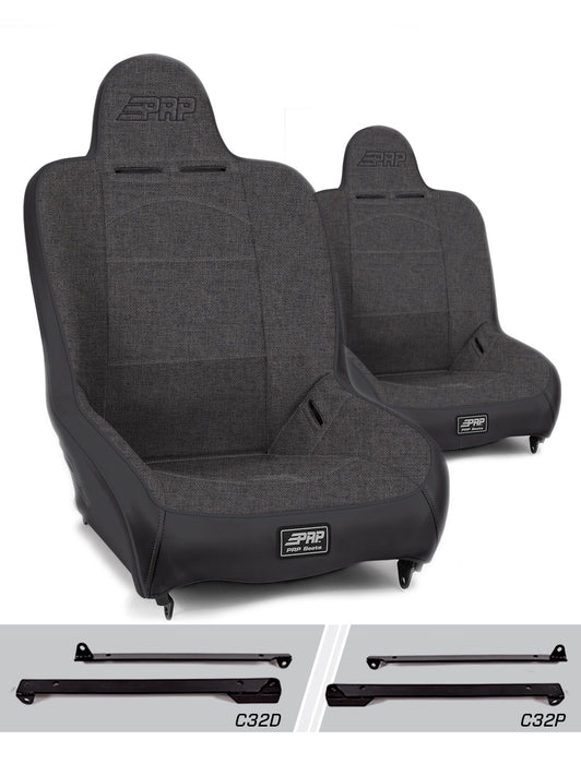 PRP Premier High Back Suspension Seat Kit | Pair with Mounts | Jeep CJ7/Wrangler YJ (1976-1995) | P/N A100110-C32-50