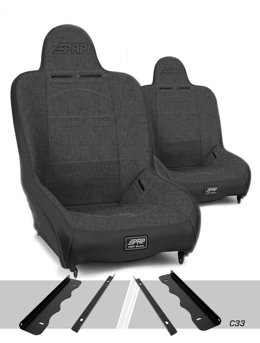 PRP Premier High Back Suspension Seat Kit | Pair with Mounts | Jeep Cherokee XJ (1995-2001) | P/N A100110-C33-50