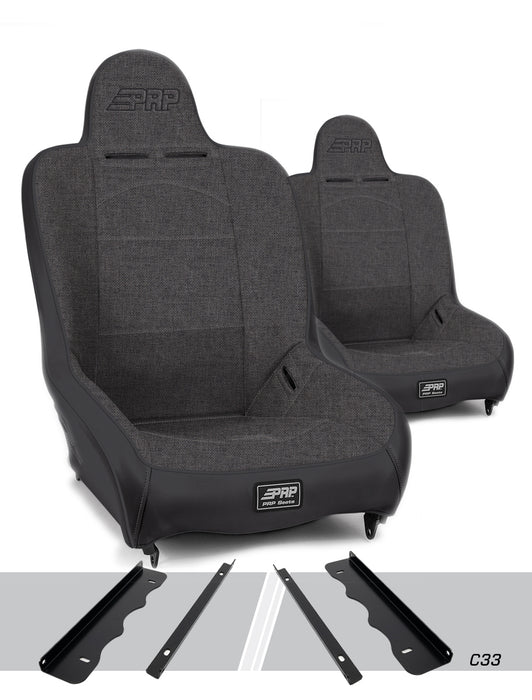 PRP Premier High Back Suspension Seat Kit | Pair with Mounts | Jeep Cherokee XJ (1995-2001) | P/N A100110-C33-50