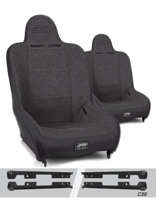 PRP Premier High Back Suspension Seat Kit | Pair with Mounts | Jeep Wrangler JK/JKU (2007-2018) | P/N A100110-C38-50