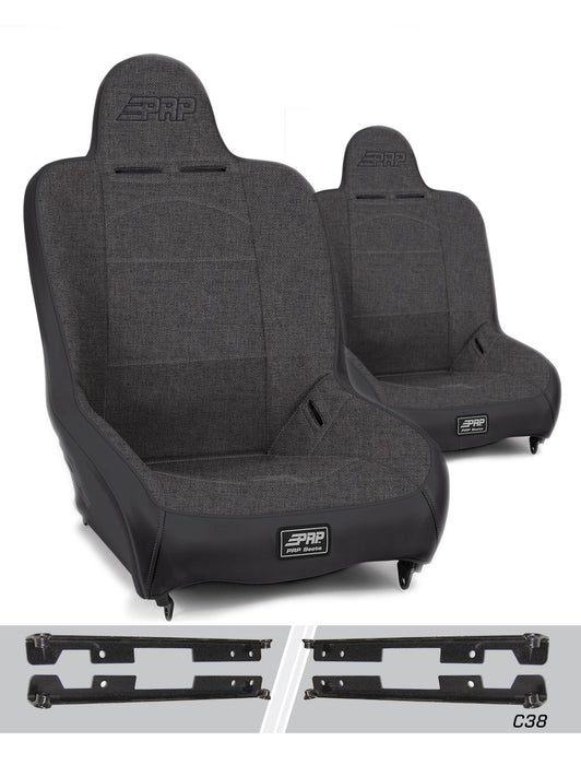 PRP Premier High Back Suspension Seat Kit | Pair with Mounts | Jeep Wrangler JK/JKU (2007-2018) | P/N A100110-C38-50