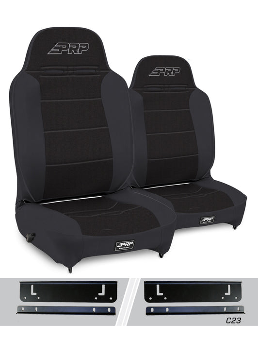 Enduro High Back Reclining Suspension Seats Kit for 97-02 Jeep Wrangler TJ (Pair), Black