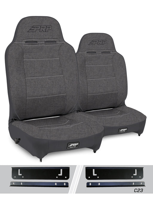 PRP Enduro High Back Reclining Suspension Seat Kit | Pair with Mounts | Jeep Wrangler TJ (1997-2002) | P/N A130110-C23-50