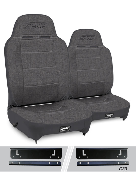 Enduro High Back Reclining Suspension Seats Kit for 97-02 Jeep Wrangler TJ (Pair), Grey