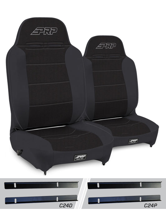 Enduro High Back Reclining Suspension Seats Kit for 03-06 Jeep Wrangler TJ (Pair), Black