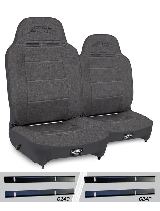 PRP Enduro High Back Reclining Suspension Seat Kit | Pair with Mounts | Jeep Wrangler TJ (2003-2006) | P/N A130110-C24-50