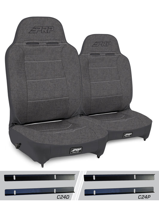 PRP Enduro High Back Reclining Suspension Seat Kit | Pair with Mounts | Jeep Wrangler TJ (2003-2006) | P/N A130110-C24-50
