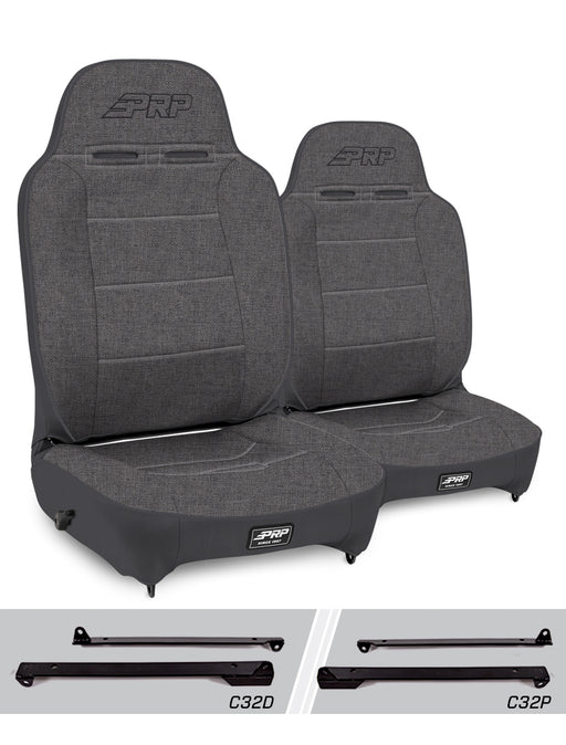 PRP Enduro High Back Reclining Suspension Seat Kit | Pair with Mounts | Jeep CJ7/Wrangler YJ (1976-1995) | P/N A130110-C32-50