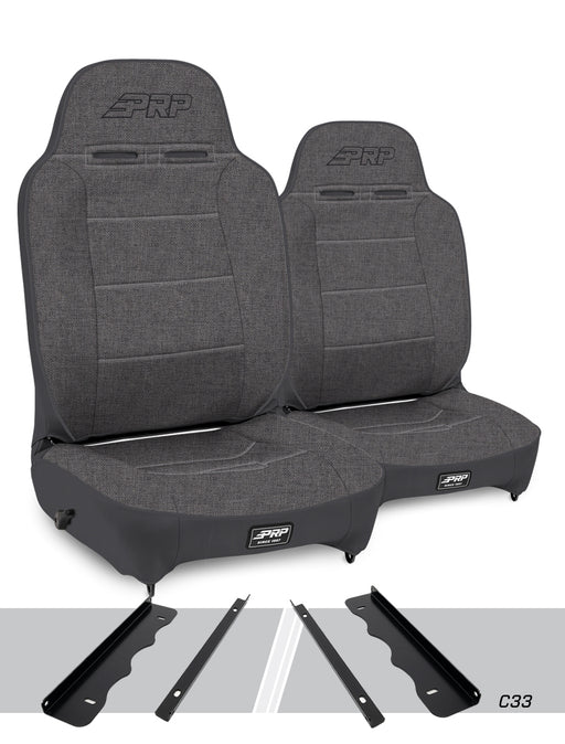 PRP Enduro High Back Reclining Suspension Seat Kit | Pair with Mounts | Jeep Cherokee XJ (1995-2001) | P/N A130110-C33-50